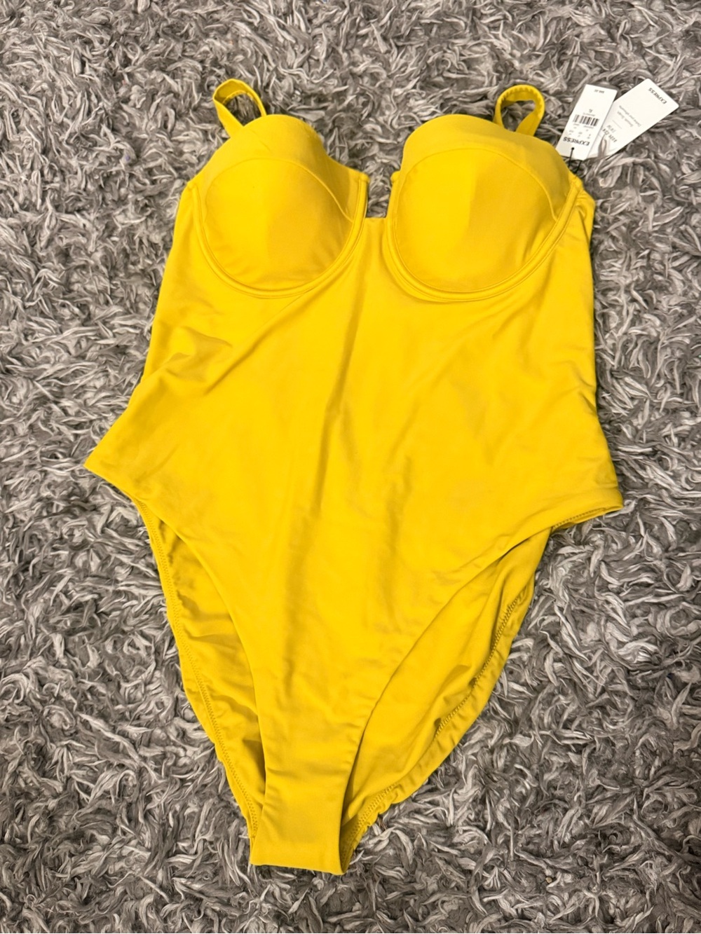 Express Yellow One-Piece Swimsuit with Built-In Cups